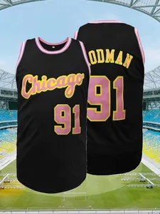 High-Quality Men's Chicago #91 Embroidered Basketball Jersey,Loose Breathable Sleeveless Crew Neck Tank Top for Basketball, Fitness, Running, Men Women Sportswear for All Seasons, Jersey Shirts Comfortable Athletic T