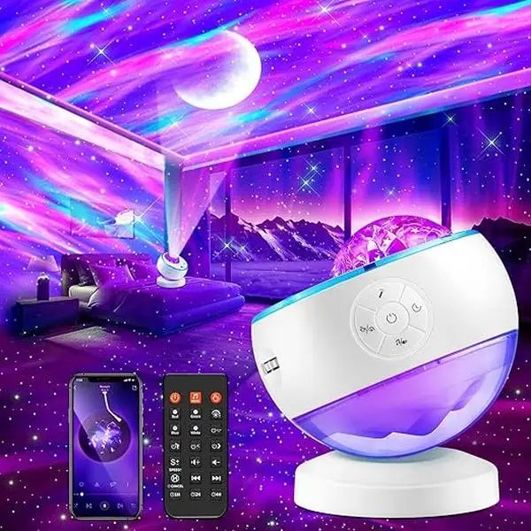 One Fire Northern Lights Projector,16Color Galaxy Projector for Bedroom, 15 White Noise Galaxy Projector, 5Moon Star Projector, Bluetooth ambient Li