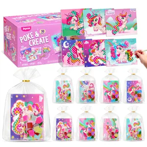 JoyCat Unicorn Party Favors for Girls, Mess-Free Craft Kits for Kids Ages 4-9, DIY Poke Art Activity Set for Birthday Goodie Bags, Classroom Prizes and Group Fun