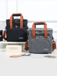 Double Layer Ice Bag Handheld Insulated Lunch Box, Thickened Bento Bag, Outdoor Picnic Cooler, Large Crossbody Ice Pack, Durable Insulated Bag