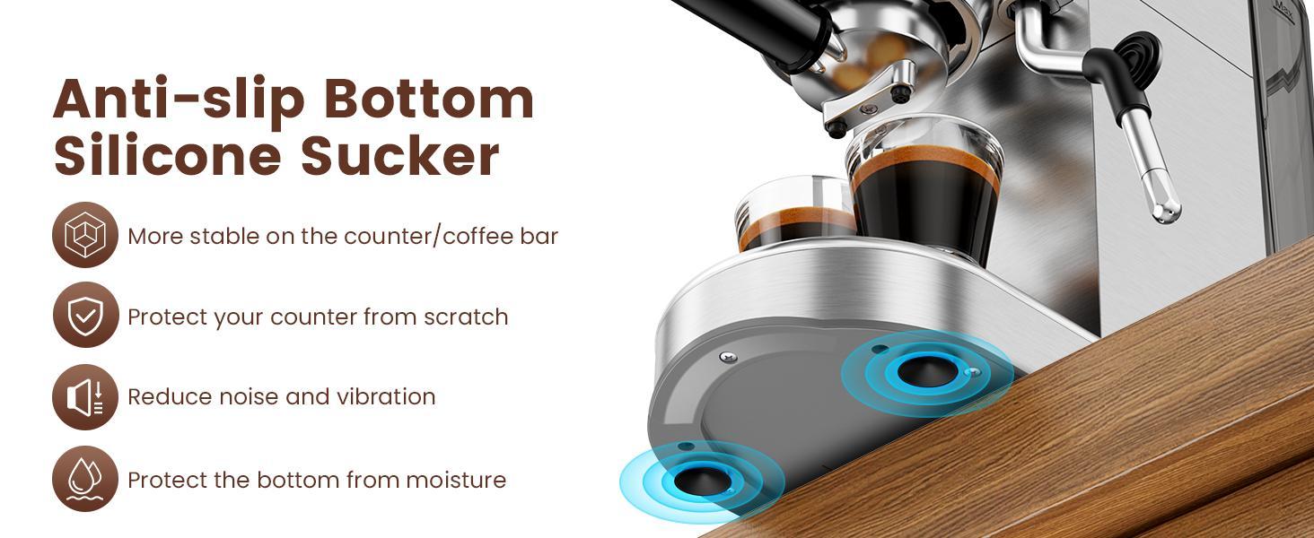 Semi-Automatic Stainless Steel Espresso Machine - 20 Bar, 1450W, 34oz Removable Tank, Small Footprint Household Personal Coffee Maker with Milk Steamer & Frother for Latte, Cappuccino Ready, Hot Water on Demand, Silver (Ideal for Birthdays, Father’s Day),
