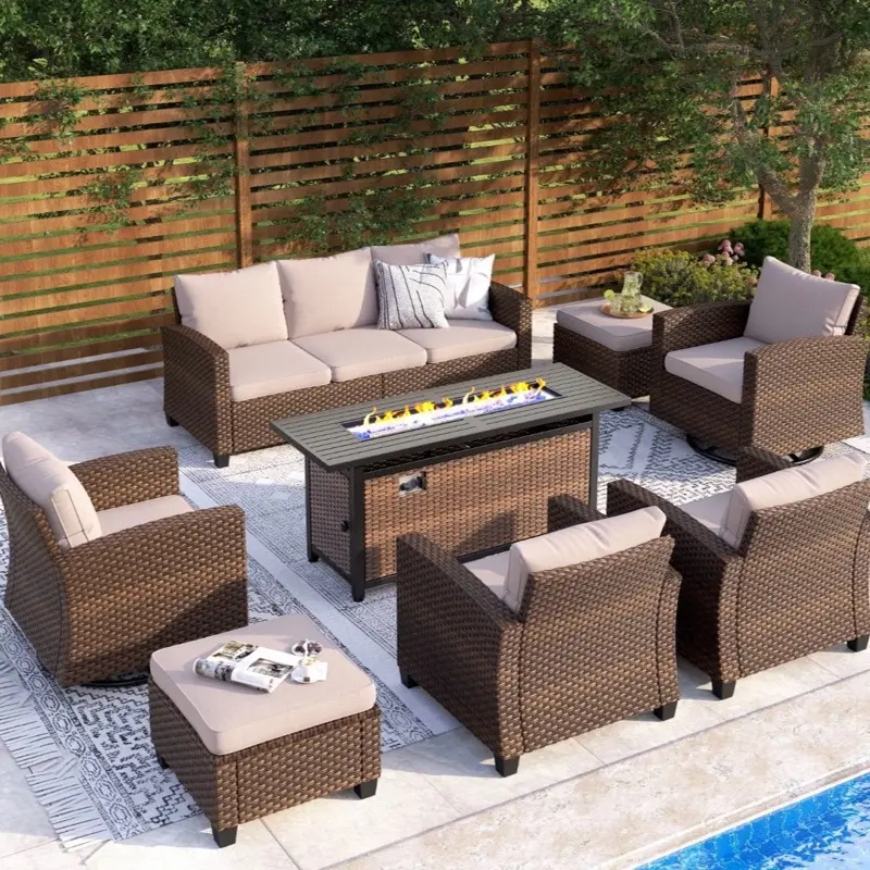 8PCS Rattan Patio Furniture Set Outdoor furniture Set Patio Conversation Set
