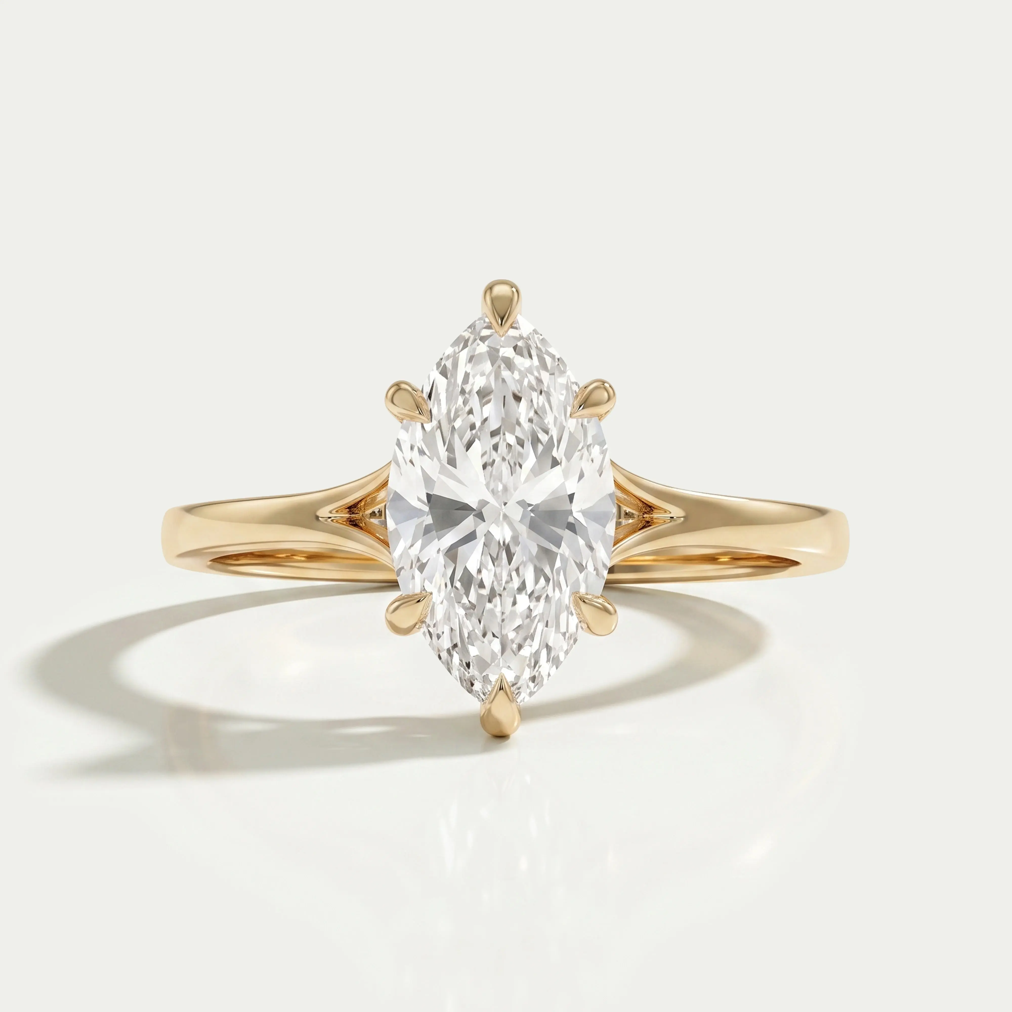 Six Prong Marquise Lab Diamond Solitaire Engagement Ring