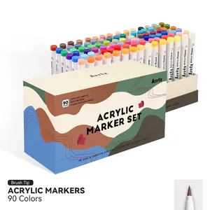 Arrtx 90-Color Acrylic Paint Markers Set with Extra Brush Tip for Rock Painting, Wood, Canvas, DIY Crafts Making Art Supplies Artist Bundle