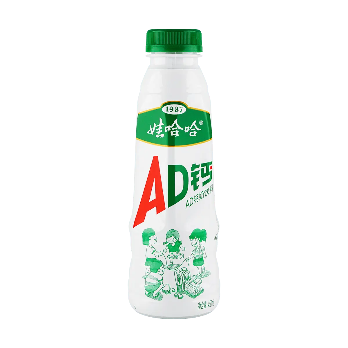 WAHAHA AD Calcium Milk Drink - Classic Chinese Nostalgia, 450ml Large Bottle, Probiotic Fermented Milk Beverage for Kids & Adults