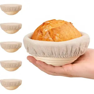 5 Inch Banneton Bread Proofing Basket Set of 6, Mini Sourdough Bread Baking Supplies, Small Banneton Basket Proofing Baskets for Sourdough Bread Baking Bakeware Utensils