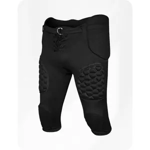 Exxact Sports Rebel Mens Integrated Football Pants with Built-in Pads, Lightweight Football Practice Pants with Lace-up Fly (A, Black)