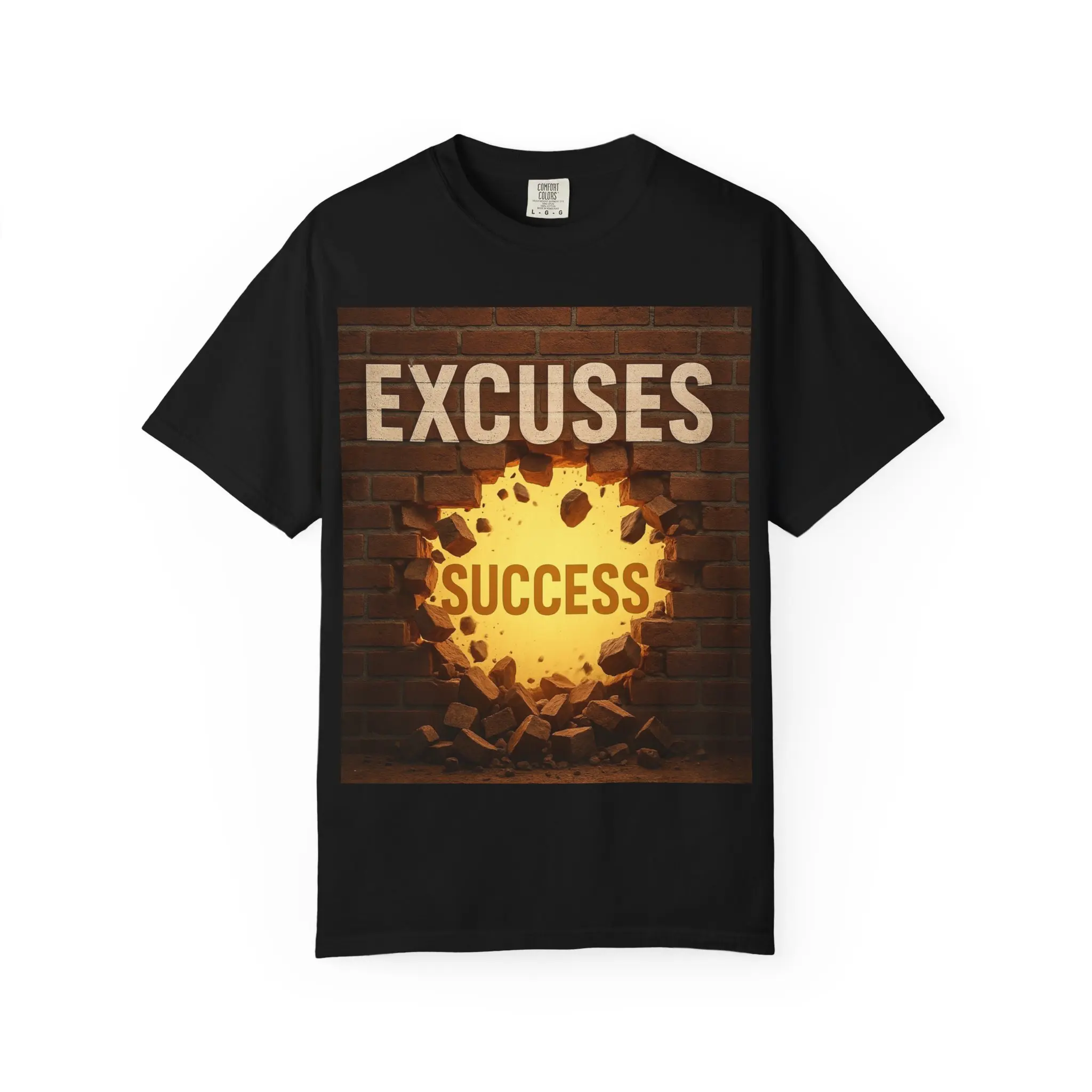 Excuses vs Success brick wall graphic T-shirt | motivational workout tee