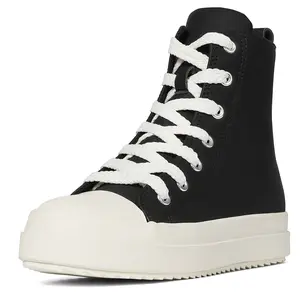 VIMISAOI Womens High Top Sneakers Lace Up Canvas Shoes with Zipper Comfort Platform Walking Women Trendy Shoes