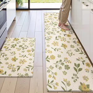 Floral Kitchen Mat Set, Non-Slip Washable Area Rugs, Kitchen Runner Rug, Boho Floral Rug, Multiple Sizes for Living Room, Bedroom, Entryway, Festive Decor, Fall & Winter