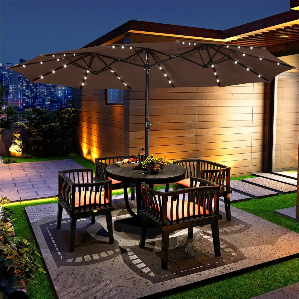 Brown-with Solar LED Light