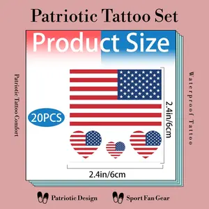 20 Sheets National Flag Temporary Tattoos, 2026 Patriotic Soccer Face Stickers for Sports Fans, Waterproof USA Flag Tattoos for Game Day & Celebration, Sweatproof Body Art for Men Women Kids