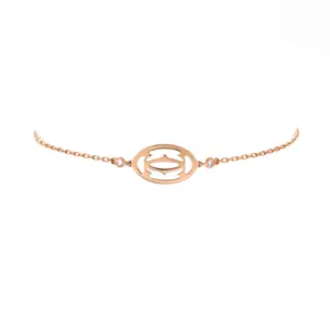 Pre-owned Cartier Double C Logo Bracelet 18K Rose Gold with Diamonds by Rebag