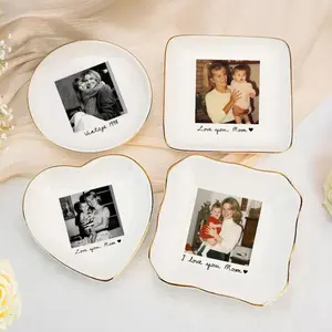 Personalized Mom Photo Jewelry Dish: Ceramic Trinket Tray Gift for Mom, Thank You Grandma, Birthday Ring Dish Gift, Mom Gift from Daughter, Mother's Day Gifts