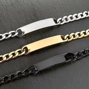 Minimally geometric double ring stainless steel bracelet vacuum plated with genuine gold that does not fade, European and American style men's and women's Cuban bracelet