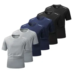 6 Pack Men’s Quick-dry Sport Basic Tee Shirt, Lightweight Breathable Crew Neck Slim Fit for Fitness Training, Comfy Gym Workout  Casual Sleeves