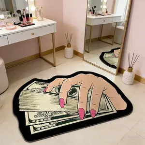 Funny Cash Money Rug, Irregular Shape Dollar Bill Pattern Area Rug, Novelty Floor Mat for Living Room Bedroom Game Room Office Decor