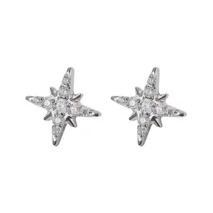 CZ Star Stud Earrings for Men Women Streetwear Hip Hop Punk Unisex