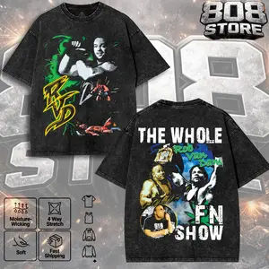 WWE - Rob Van Dam RVD “The Whole F’N Show” Vintage Washed Oversized T-Shirt | WWE Retro Wrestling Graphic Tee Cotton Unisex Streetwear Top for Hardcore Fans
