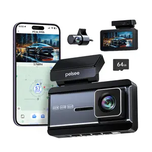 Pelsee P3 4K Dash Cam Front and Rear, 64GB SD Card, 4K+1080P Dual Dash Camera for Cars with Wi-Fi, GPS, ADAS, BSD, LCA, 3’’ IPS Display Car Camera, APP & Voice Control, Night Vision, 24H Parking Mode