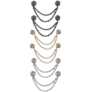 6-Piece Camellia T-Shirt Button Set, Adjustable Buttons, Hem Extender Clips, Sleeve Adjusters, Durable Metal Fasteners, Elegant Decorative Buttons