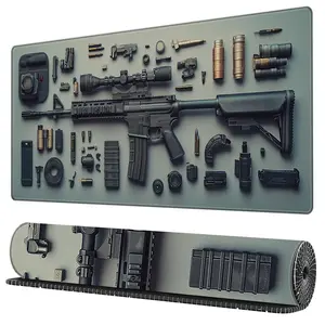 BHJLAXR Gun Decomposition Diagram Pattern Gaming Mouse Pad, 1 Count Large Non-slip Rubber Base Mousepad with Stitched Edges, Keyboard Mouse Mat Desk Pad for Work, Game, Office, Home