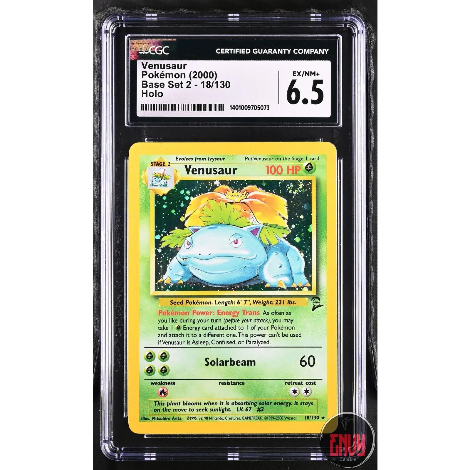 Venusaur 18/130 Holo Base Set 2 Pokemon CGC 6.5 Ex/Nm+