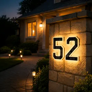 Solar Lighted House Numbers 9 Inch Waterproof LED Address Signs for Outside Modern House Numbers with Large Personalization Options,Decorate your door number, DIY personalisation.Modern Farmhouse Illuminated Sign Light