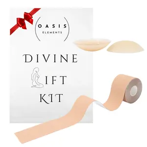NEW 2024 Divine Lift Kit - Full Coverage Seamless Nipple Covers with Boob Tape with Zip Bag -  Reusable Waterproof Silicone Nipple Covers Fabric Smooth
