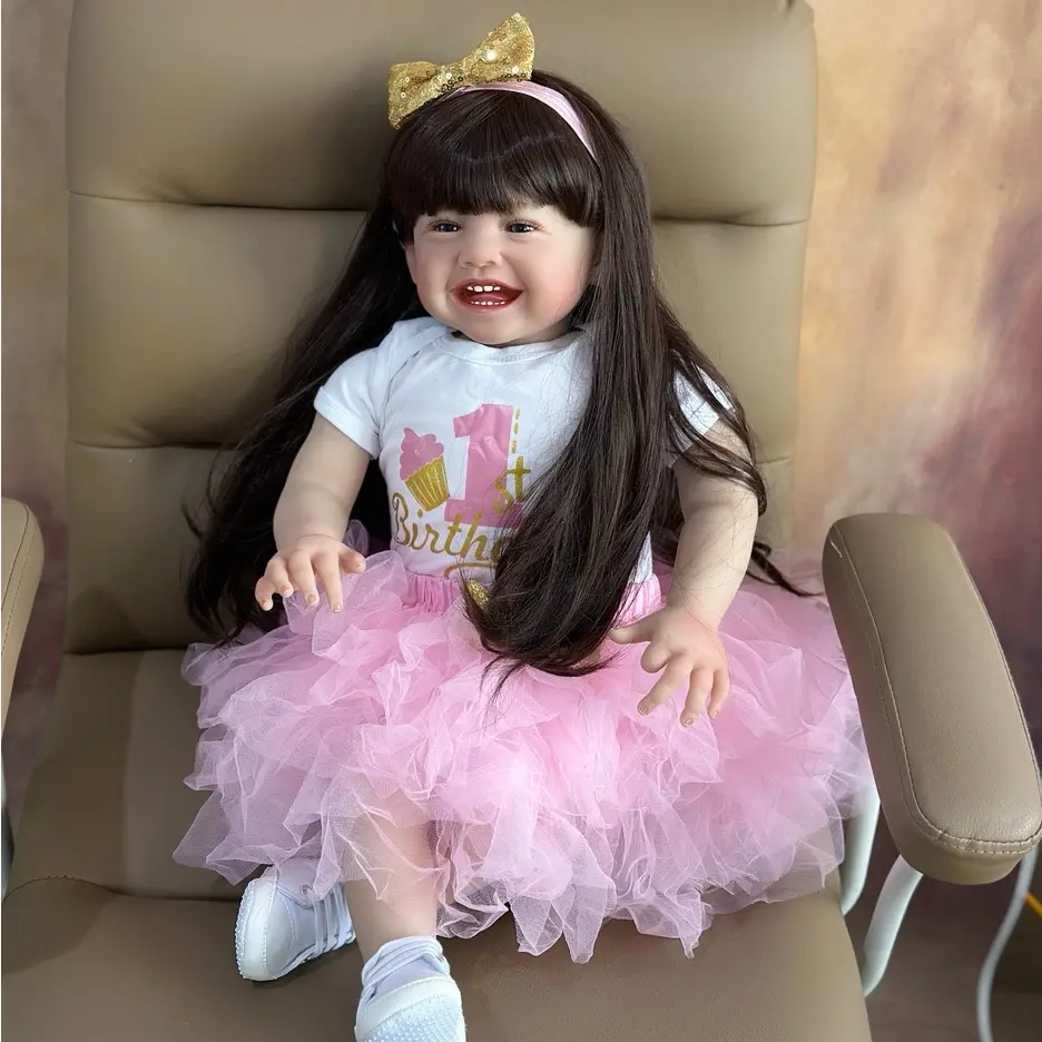 TopLink Lifelike Reborn Dress Up Doll for 4-6 Years Olds, 60cm/24in Unisex Soft Vinyl Doll, BPA-Free, Acrylic Eyes, Glued Wig, 1.5kg with Clothes, Card of Birth *1, Development Aid Birthday Gift Toy