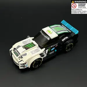 Racing Muscle Car Building Blocks Toy Set with Driver Figure Doll, Building Block Sets, Sports Drift Vehicle Set, 6-Stud Wide Model Car for Kids and Adults, DIY STEM Educational Assembly Toy, Desktop Display Gift for Boys Teens and Car Enthusiasts