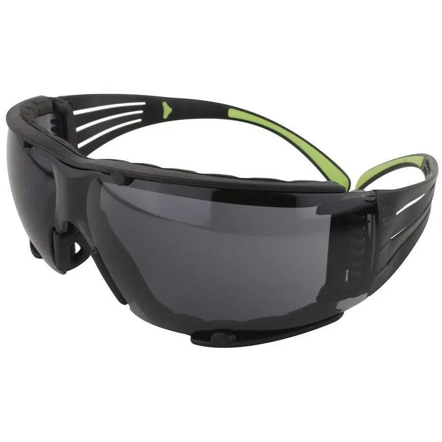 3M SecureFit Safety Goggles, Black-Lime Frame with Motion Inspired Green Piping, Foam Gasket, Gray Anti-Fog Coating Lens, Adjustable Dual-Injected Padded Temples, Auto-Fit Feature, Moisture Resistant, 1oz Work Safety Equipment for Home Improvement, Polyca