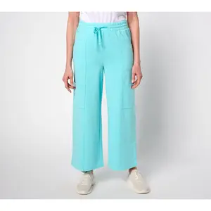 AnyBody Regular Beach Wash French Terry Wide Leg Pants