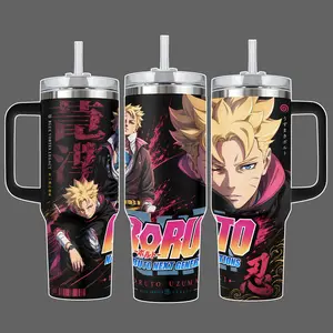 Boruto Next Generations Anime Tumbler, Stainless Steel Insulated Cup 20oz/40oz with Straw Lid Included, Blue Vortex Full Wrap NRT Design