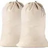QUBALINENZ 2 Pack - Extra Large Cotton Laundry Bag, Heavy Duty Large Laundry Bags 24 x 36 inch XL Drawstring Travel Organizer Bag Fit Hamper Basket Camp Home College Dorm Tear Resistant Dirty Cloth Big Storage Accessories Washable