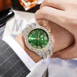 Hiphop Watch Men's Steel Strip Hip Hop Roman Scale Starry Sky Diamond Calendar Men's Quartz Watch +Exquisite gift box Stylish Design Fashionable