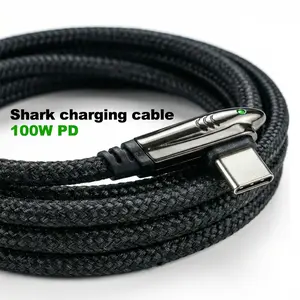 USB C Fast Charging Cable Pack,Shark Glow Fast Charger | 100W PD GaN Tech & Unbreakable Metal Port for Gaming | Shark Light Up Charging Cable