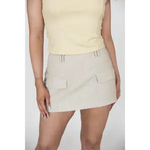 Rowan Neutral Linen Mini Skort