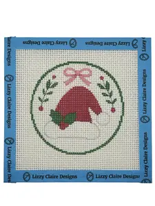 Santa Hat 4-inch Round Needlepoint Canvas