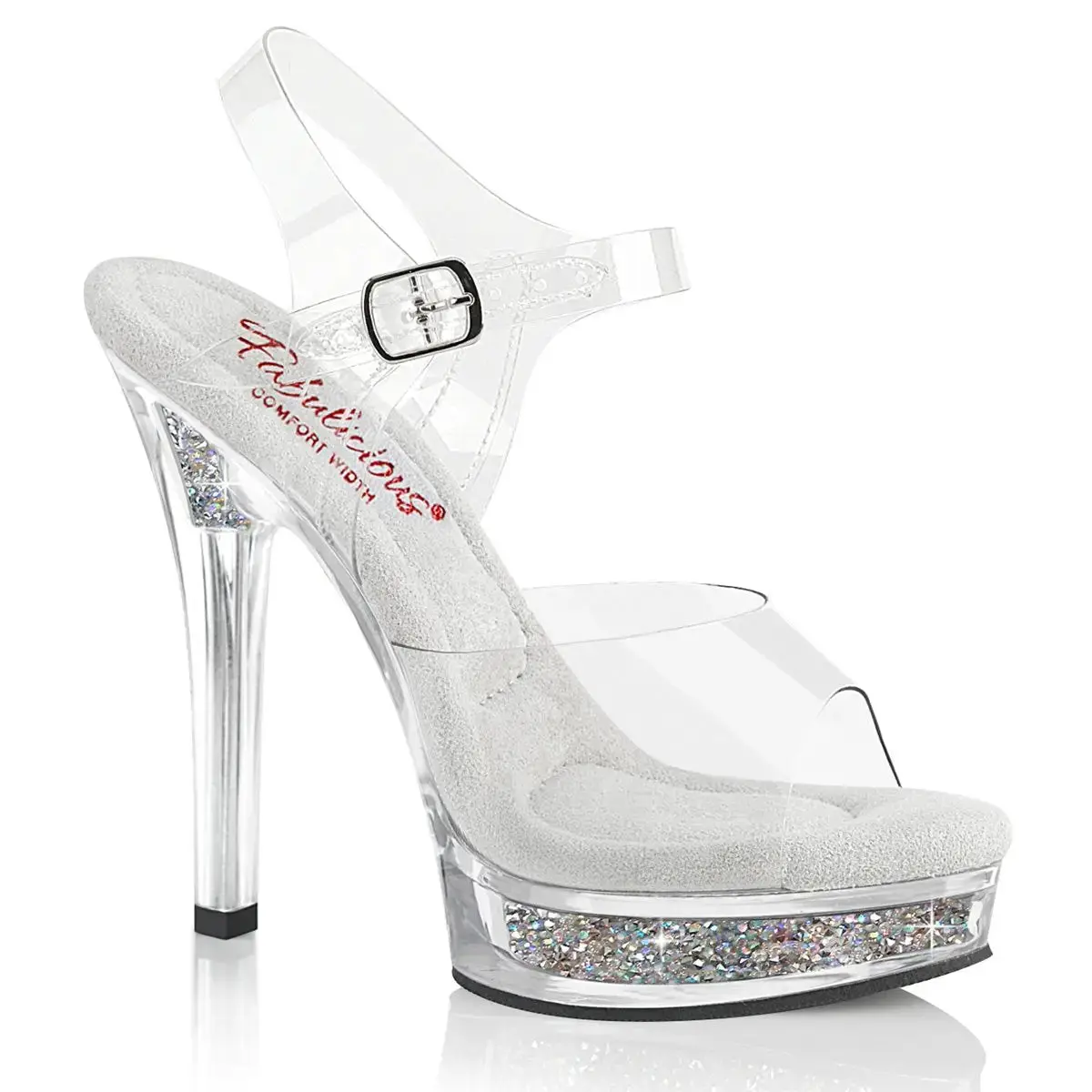 Fabulicious Majesty-508RSI Women's Rhinestone Ankle Strap Sandal Clear/Silver AB Rhinestone