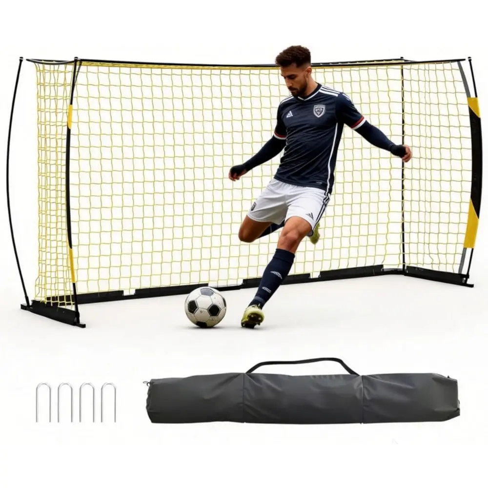 12x6 ft Soccer Goal - Football Equipment for Children Training Gear, Portable Metal Frame, Polyester Nets, Tool-Free Quick Setup, Compact Carry, Fast Fold & Store, All-Weather Durability for Outdoor Use