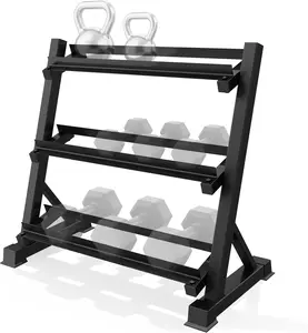 Zlinke 3-Tier Dumbbell Rack Multilevel Weight Storage Organizer for Home Gym, W