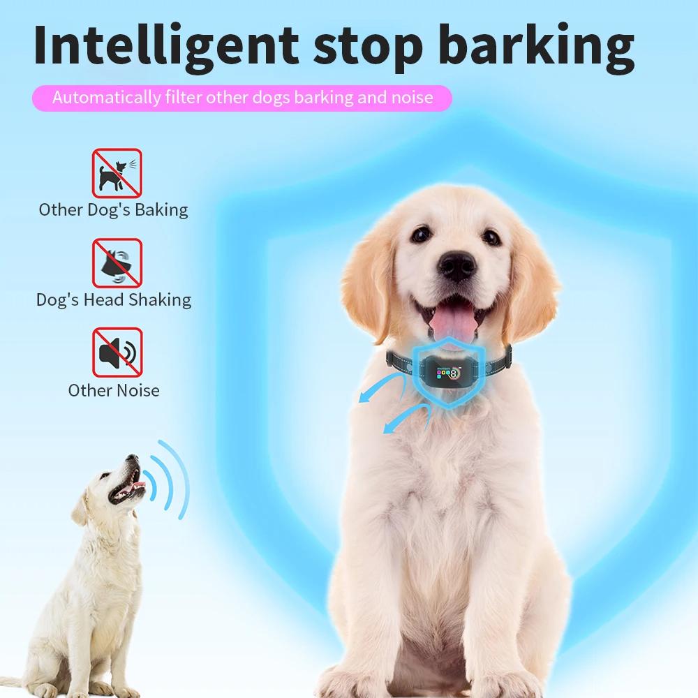 Smart Automatic Anti Barking Dog Collar Rechargeable Bark Stopper Stop Barking HD Digital Display IP67 Waterproof Collar For Dogs Pet Products