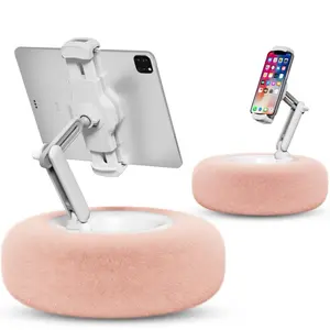 Tablet Stand Pillow / IPad Holder - 360° Adjustable Phone Holder for iPad, iPhone, Samsung, Google & Kindle, Soft Plush Fabric, Pink Color - Smartphone, Computer