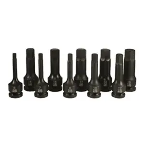 212 MAIN 10-Pc 0.5 In. Drive Metric Impact Hex Driver Set, Chrome Moly, Heavy-Duty, Auto Repair Hand Tool