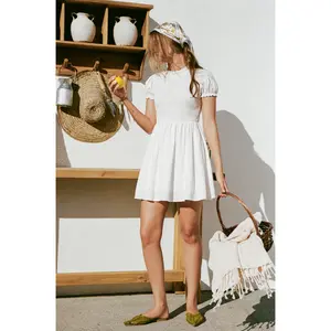 Emari Puff Sleeve Mini Dress - White