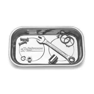 Performance Tool W1265 9.5" x 5.5" Oblong Magnetic Tray, Stainless Steel Construction, Two Strong Double Magnets