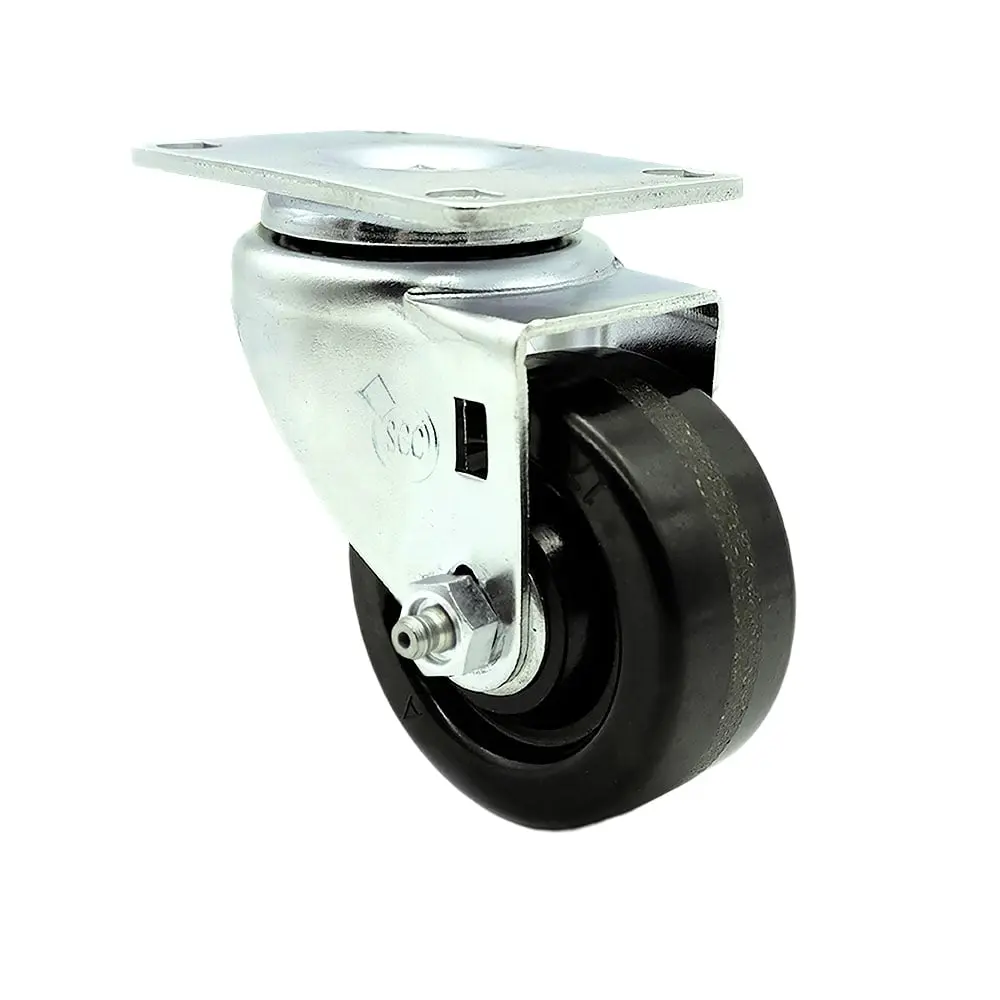 Service Caster SCC-20S314-PHS Commercial Phenolic Swivel Top Plate Caster, 3 in. Diameter Black Ball Bearing Wheels, 1-1/4" Wide, 300lb Capacity Furniture Moving Wheel for Carts