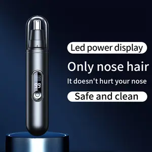 USB Rechargeable Nose and Ear Hair Trimmer with Digital Display - Painless, Silent Operation, Suitable for Men and Women, Stainless Steel Head, Portable, Wireless Charging, Nose Hair Removal