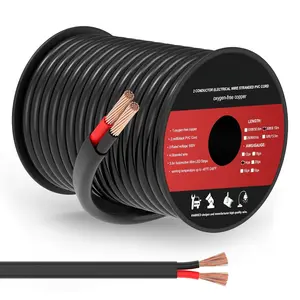 14 Gauge 2 Conductor Electrical Wire, 14 AWG 2.08mm Wire PVC Cord, 12V/24V DC Low /-Free Copper Flexible/2 Wire for Automotive LED Strips Lamp Lighting Marine(9.1M/30FT)